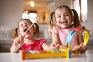 Two little girl at music school. Nanny Full Time